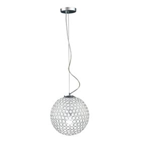 Round Ceiling Light Genuine Crystal Ball Pendant Sphere with Chrome Accents