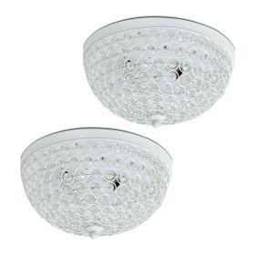 Crystal Glam 2 Light Ceiling Flush Mount 2 Pack, White