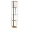 62.5"Floor Lamp Etagere Organizer, 2 USB and Linen Shade , Wood