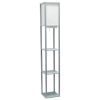 Floor Lamp Etagere Organizer, 2 USB and Linen Shade, Gray