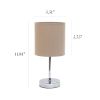 Chrome Mini Basic Tabletop Lamp with Fabric Shade, Gray