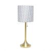 Gold Tapered Table Lamp with Polka Dot Fabric Drum Shade