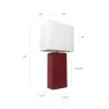 Modern Leather Table Lamp with White Fabric Shade, Red