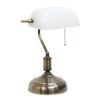 Executive Banker's Desk Lamp with Glass Shade, White