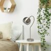 Mid Century Curved Table Lamp with Dome Shade, Brushed Nickel