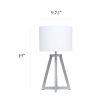 Interlocked Triangular Gray Wood Table Lamp with White Fabric Shade