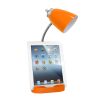 Gooseneck Organizer Desk Lamp with Holder and USB Port, Orange