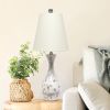 Malibu Curved Mosaic Seashell Table Lamp with Chrome Accents