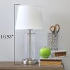 Encased Metal and Clear Glass Tabletop Lamp, Brushed Nickel and White