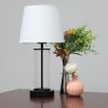 Encased Metal and Clear Glass Tabletop Lamp, White on Black