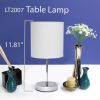 Chrome Mini Basic Table Lamp with Fabric Shade 2 Pack Set, White