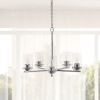 5-Light 20.5" Contemporary Clear Glass and Metal Hanging Ceiling Pendant Chandelier for Kitchen Island Foyer Hallway Living Room Den Dining Room, Chro