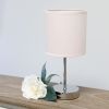 Chrome Mini Basic Tabletop Lamp with Fabric Shade 2 Pack Set, Blush Pink