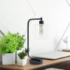 Modern Iron Desk Lamp with Glass Shade, Black