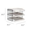 Home Office Wood Desk Organizer Mail Letter Tray with 3 Shelves, White Wash