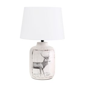 Rustic Deer Ceramic Farmhouse Table Lamp