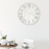 Wood Plank 23" Large Coastal Rustic Wall Clock, White Wash