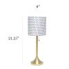 Gold Tapered Table Lamp with Polka Dot Fabric Drum Shade