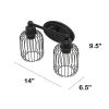 Ironhouse Two Light Industrial Decorative Cage Vanity Uplight Downlight Wall Mounted Fixture for Home Décor, Bathroom, Entryway, Hallway, Black