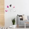 Floor Lamp with 5 Adjustable Lights, Pink Multi-Color Shades, Silver