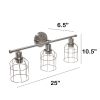 3 Light Industrial Wired Vanity Light, Brushed Nickel