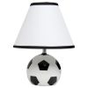 SportsLite 11.5" Tall Athletic Sports Soccer Ball Base Ceramic Bedside Table Desk Lamp with White Empire Fabric Shade with Black Trim