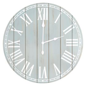 Wood Plank 23" Large Rustic Coastal Wall Clock, Light Blue Wash