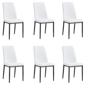 Modern Dining Chairs White Faux Leather Seat, Set of 6