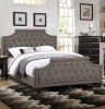 Button Tufted Bed Frame with Headboard, Footboard Queen Size