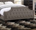 Button Tufted Bed Frame with Headboard, Footboard Queen Size