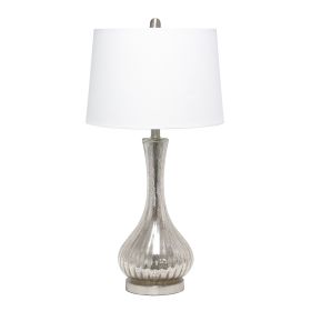 Speckled Mercury Tear Drop Table Lamp with White Fabric Shade