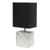 Petite Marbled Ceramic Tabletop Lamp with Fabric Shade, White with Black Shade