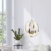 3-Light 18" Adjustable Industrial Globe Hanging Metal and Clear Glass Ceiling Pendant for Kitchen Foyer Hallway Bedroom Living Room Dining Room, Gold