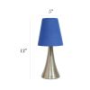 Valencia 2 Pack Mini Touch Tabletop Lamp Set with Fabric Shades Blue