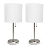 Stick Lamp with USB charging port and Fabric Shade 2 Pack Set, White