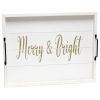 Decorative Wood Serving Tray w/ Handles, 15.50" x 12", "Merry & Bright"