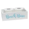 Three Piece Decorative Wood Bathroom Set, Large, Coastal/Beach  (1 Towel Holder, 1 Frame, 1 Toilet Paper Holder)