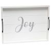 Decorative Wood Serving Tray w/ Handles, 15.50" x 12", "Joy"