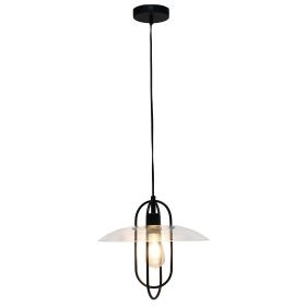 1 Light Elongated Metal Ceiling Pendant Light, Black