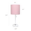 White Stick Lamp with Charging Outlet and Fabric Shade 2 Pack Set, Pink