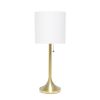 Gold Tapered Table Lamp with White Fabric Drum Shade