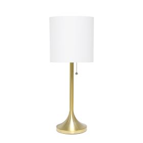 Gold Tapered Table Lamp with White Fabric Drum Shade