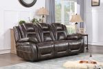 Oportuna - Dual Power Sofa With Drop Down Table - Dark Brown