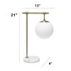 Studio Loft 21" White Globe Shade Table Desk Lamp With Marble Base and Antique Brass Arm