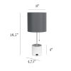 White Hammered Metal Organizer Table Lamp with USB charging port and Fabric Shade, Gray