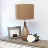 Oval Bowling Pin Base Ceramic Tabletop Lamp, Light Brown