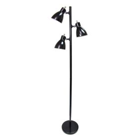 Modern Metal 3-Light Tree Floor Lamp, Black Finish