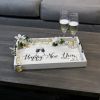 Decorative Wood Serving Tray w/ Handles, 15.50" x 12", "Happy New Year"