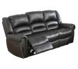 1pc Manual Motion Sofa Bonded Leather 3-Seat Black Color