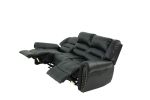 1pc Manual Motion Sofa Bonded Leather 3-Seat Black Color